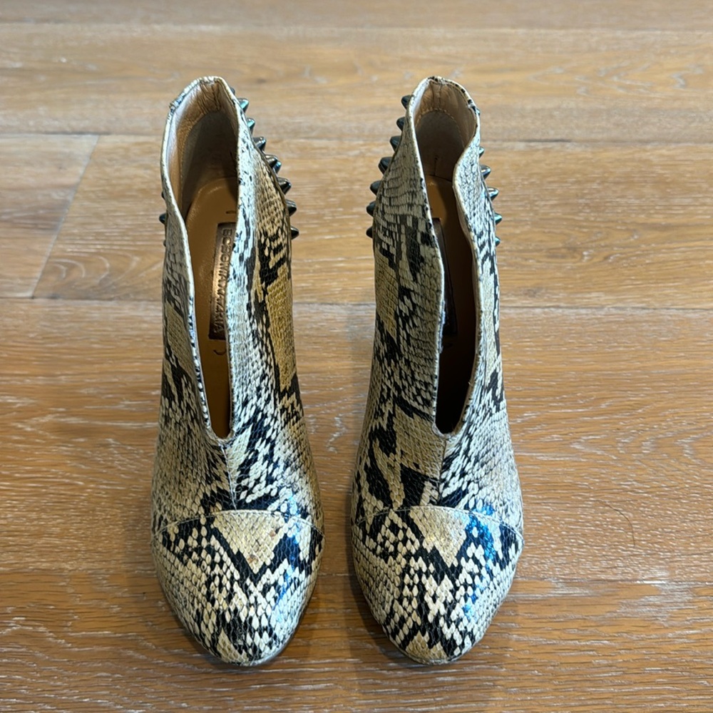 BCBGMaxAzria Daria spiked embossed snakeskin python print leather bootie